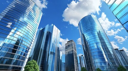 Obraz premium Modern Metropolis: Skyscrapers Reaching for the Sky