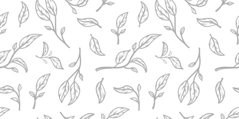 leaves pattern background. green leaves vector pattern background. Green tea leaf seamless pattern. seamless patterns with green leaves of tea.