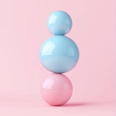 Abstract geometric composition of stacked pink and blue spheres for background design.