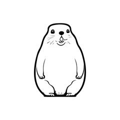 Simple black and white illustration of a cute rodent, perfect for kids and simple designs