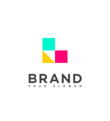 Abstract Colorful Geometric Brand Logo Design Squares