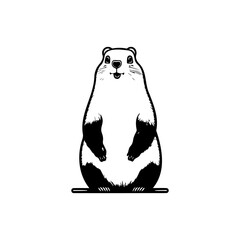 Stylized marmot illustration in black and white line art graphic design