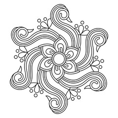 Bohemian Pattern Mandala in Black and White Coloring Book Page