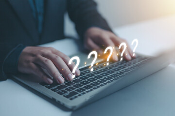 Question mark, Businessman show question mark icon, Technology question concept, FAQ, Wondering...