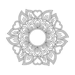 Whimsical Geometry Mandala in Black and White Coloring Book Page