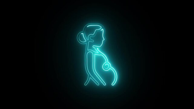 Neon abortion icon in line style. Pregnancy conceft symbol.