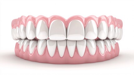 Hyper-Realistic 3D Dental Model with Anatomical Teeth and Pink Gums for Oral Health Education