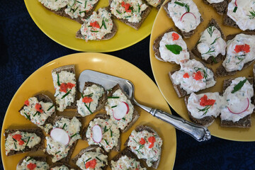 Canapes on plates