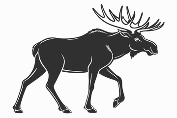 Fototapeta premium moose silhouette vector illustration white background