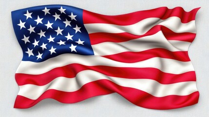 Fototapeta premium American Flag Waving in the Wind with Vibrant Colors and Crisp Details Captured in High Resolution
