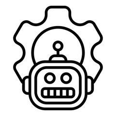 Fototapeta premium gear repair outline icon with robot maintenance task