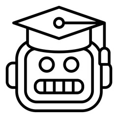 learning helper outline icon with education robot cap