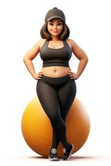 Cartoon adult women white background.