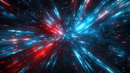 Cosmic energy burst, vibrant colors radiating outward