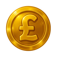 British Pound Sterling Gold currency coin isolated on transparent background.generative AI