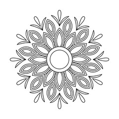 Geometric Bliss Mandala in Black and White Coloring Book Page