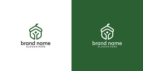 Creative oak fruit and human logo design vector concept illustration idea
