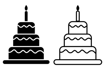 Vector illustration of Birthday Cake icon set isolated on transparent background