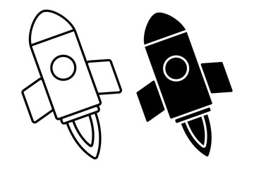 Vector illustration of Space Rocket icon set isolated on transparent background