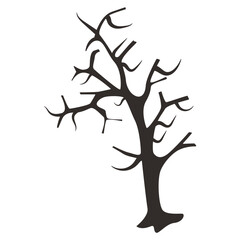 Scary Halloween Tree Silhouette. Isolated Vector Illustration.