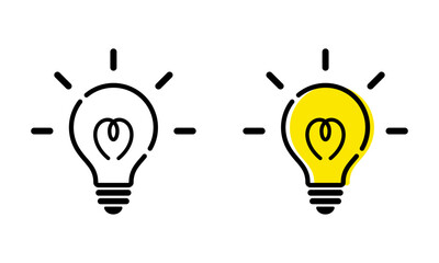 シンプルでかわいい光る電球のアイコン_Cute and simple light bulb icon