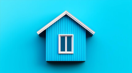 Obraz premium Simple Blue House Illustration on Blue Background