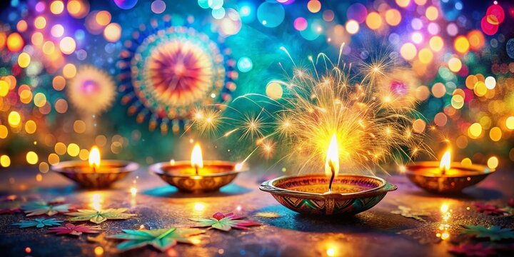 Diwali Fireworks Double Exposure: Festive Lights and Celebration