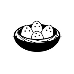 vector illustration of nest with beautifully patterned eggs inside