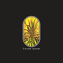 Tropical leave abstrack frame nature vector image.shape and logo vector,Green tropical leaves frame copy space vector image