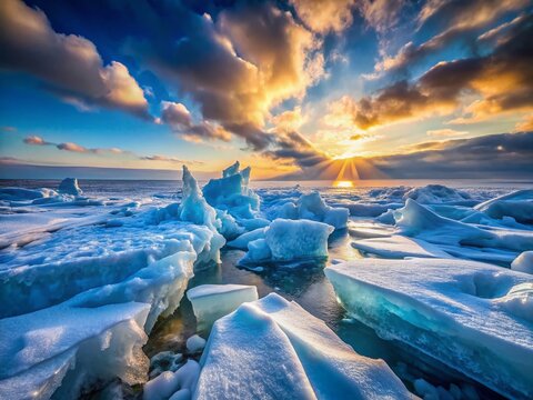 Breathtaking Ice Hummocks on the Gulf of Bothnia A Stunning Closeup of Glacial Sculptures