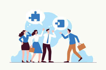 Offer solution to solve problem, consultant or manager advice to team member, finish or complete missing piece to fit the job concept, businessman offer missing jigsaw piece to complete the puzzle.