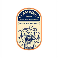 Vector Illustration Label Retro Camping