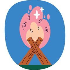 Warm Campfire in a Peaceful Outdoor Night Scene