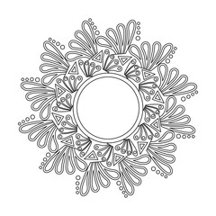 Moonlit Floral Mandala for Coloring Book Page