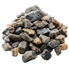 Pile of Chip Rocks For Construction Site Isolated on a White Transparent Background