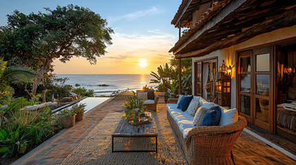 Obraz premium Sunset Villa Oceanfront Patio