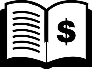 Open Book with Dollar Sign Icon Representing Financial Knowledge
