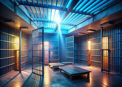 Long Exposure: Symbolic 3D Prison Representing Totalitarian Regime & Democracy's Struggle