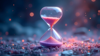 Soundwave hourglass with musical sand floats in synesthetic nebula. Quasar harmonies in 8K time art.