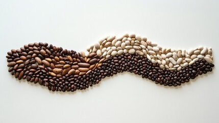 Artistic Arrangement of Various Beans in Natural Colors on a Light Background