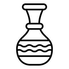 thin neck outline icon with wave pattern amphora vase