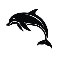 Fototapeta premium Leaping Dolphin Silhouette Vector Art