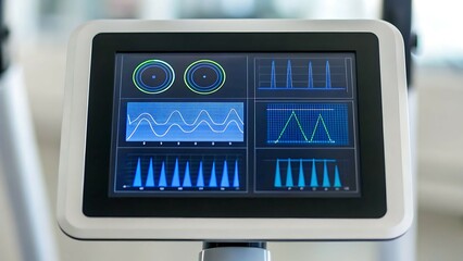 rehabilitation innovation technology tools, Digital display showing various analytical graphs and data visualizations in a modern interface.