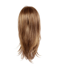 Beautiful female hairstyle with brown long straight hair wig .Long straight Wig hair style fly fall explosion. Brown woman wig hair float in mid air. Straight brown wig hair on transparent background

