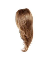 Fototapeta premium Beautiful female hairstyle with brown long straight hair wig .Long straight Wig hair style fly fall explosion. Brown woman wig hair float in mid air. Straight brown wig hair on transparent background 