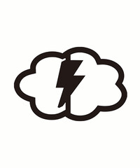 A thought cloud icon with a lightning symbol in the middle represents a creative brainstorming idea or sudden inspiration
