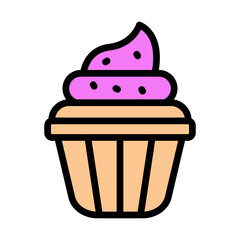 Cupcake with Sprinkles Vector Filled Icon Design