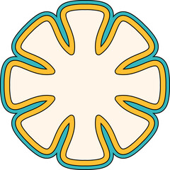 Retro Sticker Flower Silhouette Abstract Geometric Shapes