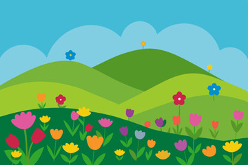 Fototapeta premium summer landscape with flowers