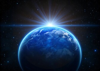 Fototapeta premium Sunrise Over Planet Earth from Space Showing Asia and Europe